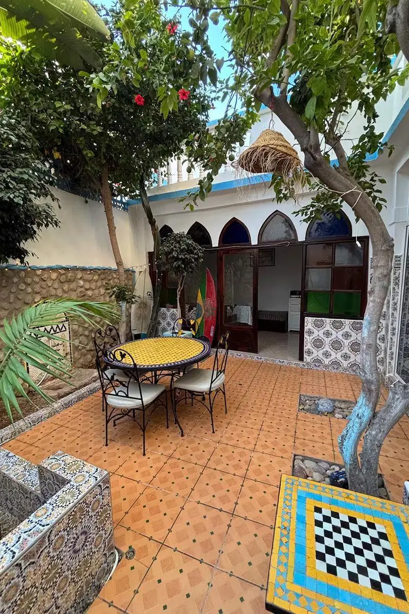 Terrace at Nomad Surf House Morocco with ocean views